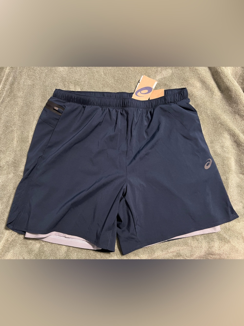 ASICS Men's Navy Athletic Running Shorts with Inner Liner
